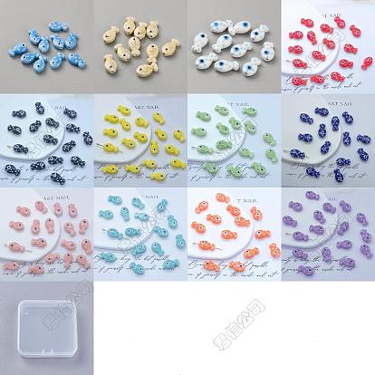 60 pièces 12 styles perles en porcelaine émaillée, perles de céramique brillantes, poisson