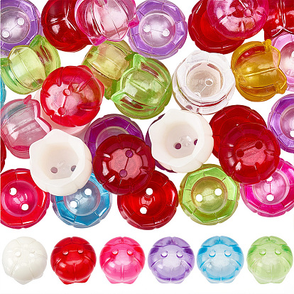 40Pcs Transparent Acrylic Bead Caps, Flower, 2-Hole