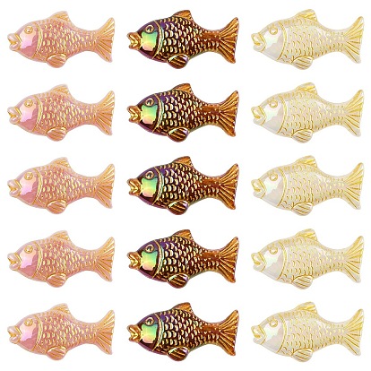 20 шт. непрозрачные акриловые бусины с покрытием, золотой металл обвитыми, рыба