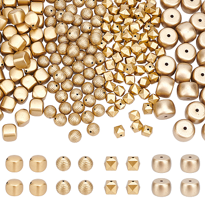 190Pcs Spray Painted Acrylic Beads, Matte Style, Faceted, Mixed Shape