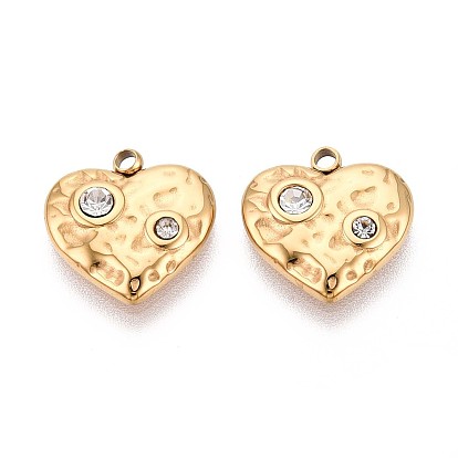 304 подвески в форме сердца из нержавеющей стали с кристаллами и стразами, ионное покрытие (ip)