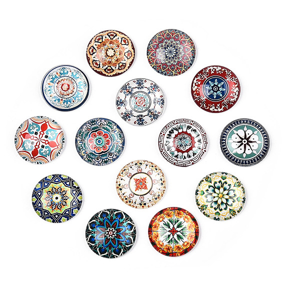 Кабошоны из стекла, полукруглый с калейдоскопом