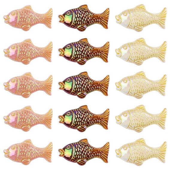20 шт. непрозрачные акриловые бусины с покрытием, золотой металл обвитыми, рыба