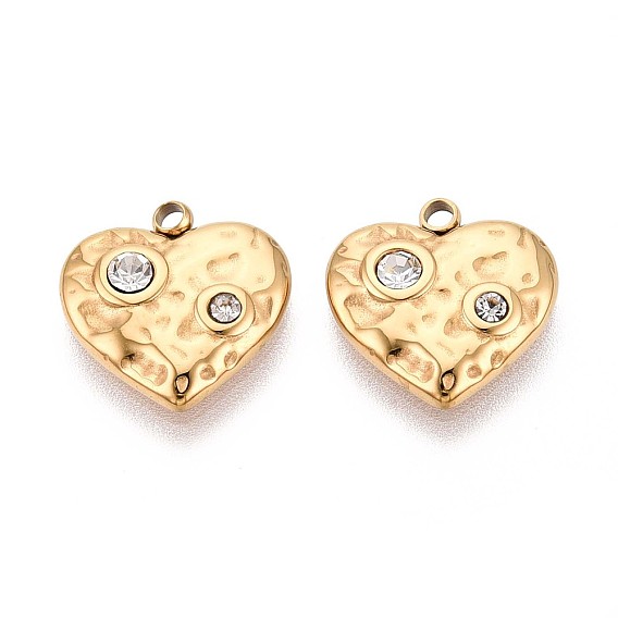 304 подвески в форме сердца из нержавеющей стали с кристаллами и стразами, ионное покрытие (ip)