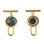 Brass Toggle Clasps, with Synthetic Abalone Shell/Paua Shell, Nickel Free, Flat Round