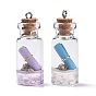 Glass Wishing Bottle Pendant Decorations, with Resin & Paper & Shell, with Cork Stopper and Iron Findings