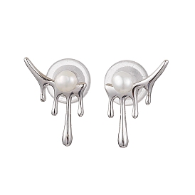 Natural Pearl Ear Studs, with Sterling Silver Findings