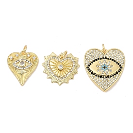 Латунные микро проложить кубического циркония подвески, сердце прелести, стойки покрытие, без кадмия и без свинца, долговечный
