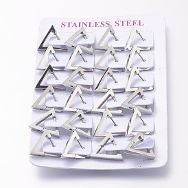 304 Stainless Steel Huggie Hoop Earrings, Triangle