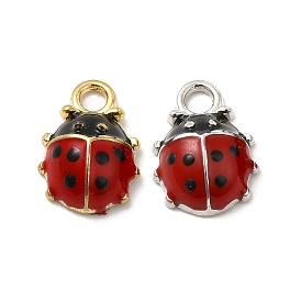 Alloy Enamel Charms, 3D Ladybug Charms