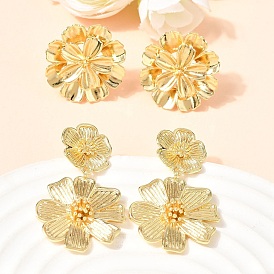 Серьги-гвоздики с цветком из латуни, без кадмия и без свинца, стойки покрытие, долговечный