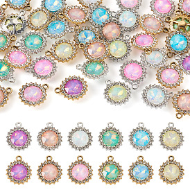 40 шт. 2 Цветной сплав с УФ-покрытием и подвесками из разноцветного стекла и стразов, плоско-круглые
