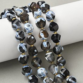 Природные пожары треск агат бисер нитей, с бисером, граненые, твист, окрашенная и подогревом