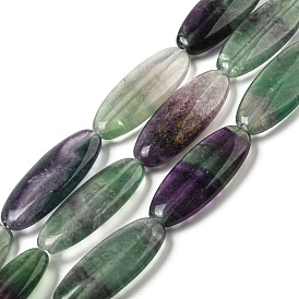 Natural Fluorite Beads Strands, Flat Oval