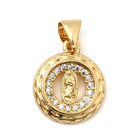 Латунные микро проложить кубического циркония прелести, кольцо с девой марией, без свинца и без кадмия, долговечный, стойки покрытие