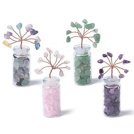 Елочные украшения из крошки натуральных драгоценных камней, Стеклянная основа для бутылки желаний с медной проволокой, энергетический камень в стиле фэн-шуй, подарок для украшения домашнего рабочего стола