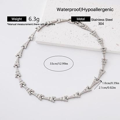 304 Collares de cadena de acero inoxidable con diseño de la Torre Eiffel para mujer