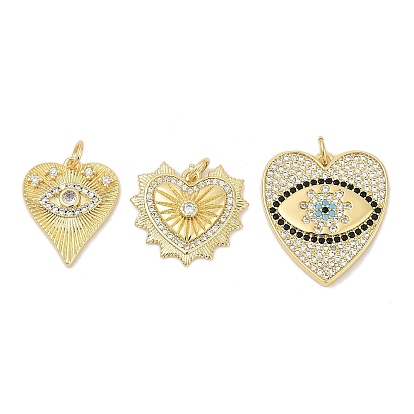 Латунные микро проложить кубического циркония подвески, сердце прелести, стойки покрытие, без кадмия и без свинца, долговечный