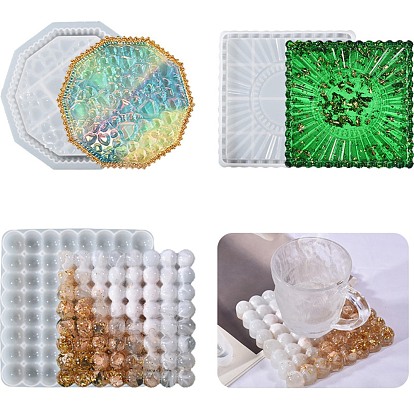 DIY Cup Mat Silikonformen, Gießformen aus Harz, für UV-Harz, Handwerkliche Herstellung von Epoxidharz, Zehneck/quadratische Form