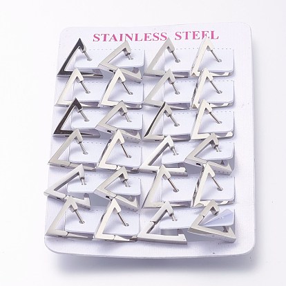 304 Stainless Steel Huggie Hoop Earrings, Triangle