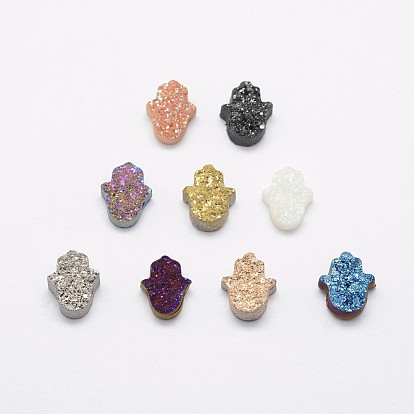 Hamsa рука druzy кристалл бисер, гальванизирует естественно druzy хрустальные бусины