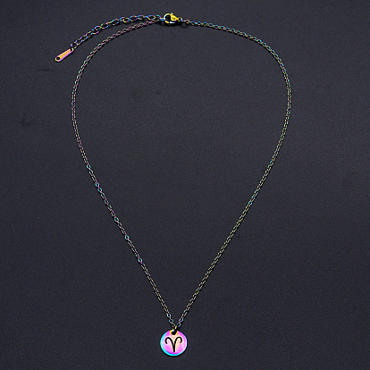 Rainbow Color Titanium Steel Constellation Pendant Necklace for Women