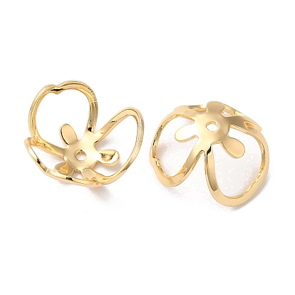 Шапочки и конусы для бусин, латунные, без кадмия, без никеля и без свинца, 3-лепестков цветка