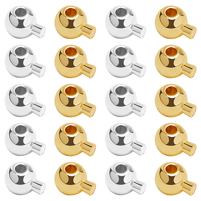 40 шт. 2 цвета латунных обжимных бусин, без кадмия и без свинца, круглые