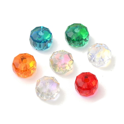 Гальванизируйте прозрачные стеклянные бусины, граненые, AB цвет, рондель