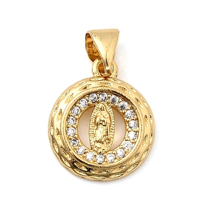 Латунные микро проложить кубического циркония прелести, кольцо с девой марией, без свинца и без кадмия, долговечный, стойки покрытие