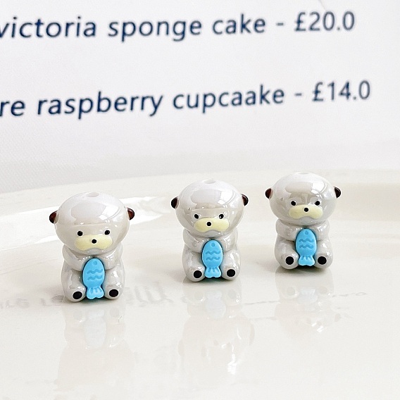 Непрозрачные акриловые бусины, медведь