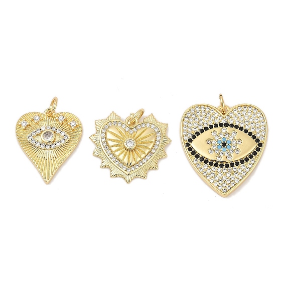 Латунные микро проложить кубического циркония подвески, сердце прелести, стойки покрытие, без кадмия и без свинца, долговечный
