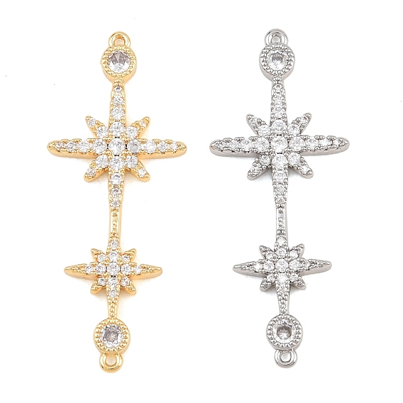 Шармы-соединители из латуни с микропаве из прозрачного кубического циркония, пара перекрестных ссылок