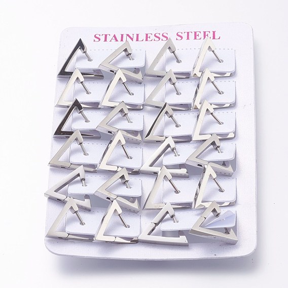 304 Stainless Steel Huggie Hoop Earrings, Triangle