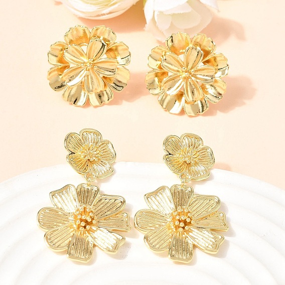 Серьги-гвоздики с цветком из латуни, без кадмия и без свинца, стойки покрытие, долговечный