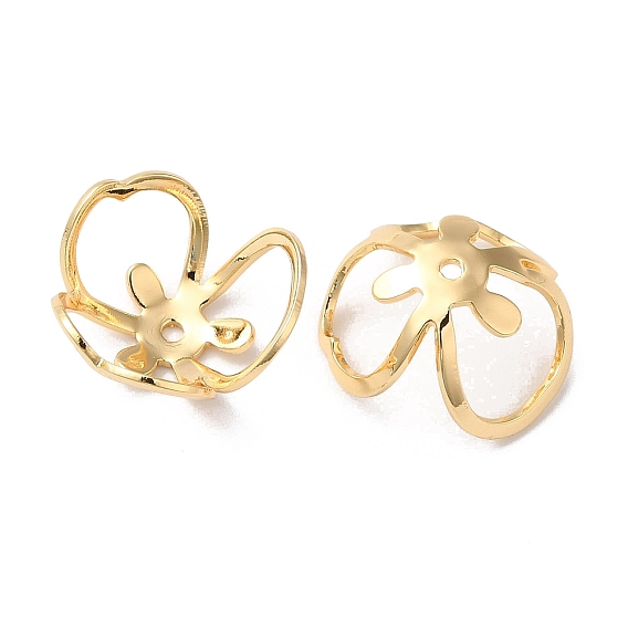 Шапочки и конусы для бусин, латунные, без кадмия, без никеля и без свинца, 3-лепестков цветка