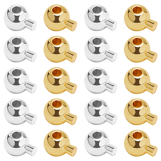 40 шт. 2 цвета латунных обжимных бусин, без кадмия и без свинца, круглые