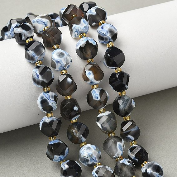 Природные пожары треск агат бисер нитей, с бисером, граненые, твист, окрашенная и подогревом