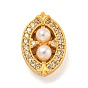 Латунные микропаве из прозрачного кубического циркония, с ABS имитации жемчуга, овальные
