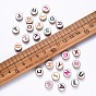 Alloy Enamel Beads, Flat Round, Cadmium Free & Lead Free, Mixed Color, Light Gold