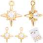 14Pcs Brass Micro Pave Cubic Zirconia Pendants, Star Charms