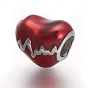 Ионное покрытие (ip) 304 европейские бусины из нержавеющей стали, с эмалью, бусины с большим отверстием, сердцебиение