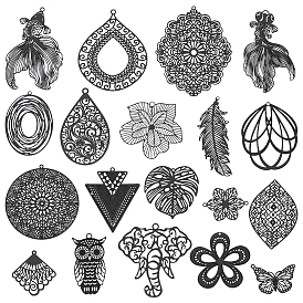 38 шт. 19 стильная окраска распылением 430 большие подвески из нержавеющей стали, гравированные металлические украшения, очарование смешанной формы