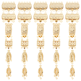 30 наборы 6 стили 304 застежки-коробки из нержавеющей стали, многожильные застежки, разнообразные