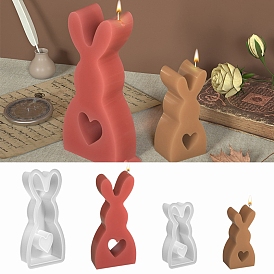 3D Heart Rabbit Scented Candle Silicone Molds, Candle Making Molds, Aromatherapy Candle Mold