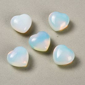 Opalite Heart Love Stone, Healing Pocket Palm Stone for Reiki Balancing