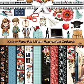 10Pcs 10 Styles Scrapbook Paper Pad, for DIY Album Scrapbook, Greeting Card, Background Paper, School