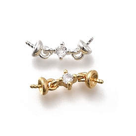 Латунный микро-паве кубический кубик циркония жемчужина, за половину пробурено бисера, без кадмия, без никеля и без свинца