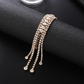 Sparkling Rhinestone Bracelet with Tassel Design for Women - B299