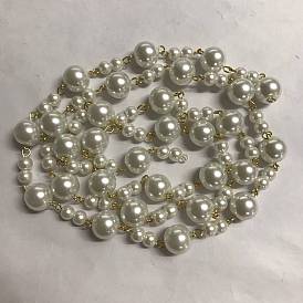 Runde Gliederkette aus perlmuttfarbenem Glas, mit 304 Edelstahl Zubehör, ungeschweißte